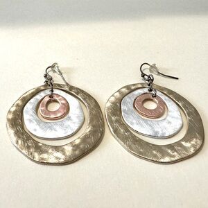 Tri-toned large tiered earrings
